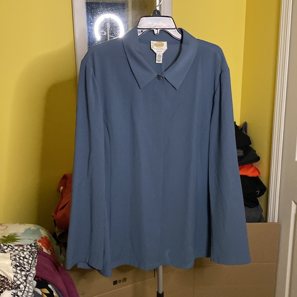 Talbots Blue Full Button Front Jacket Size 20 - Picture 2 of 6